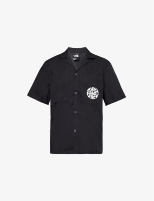 Shop The North Face Mens  Brand-print Regular-fit Woven Shirt In Black