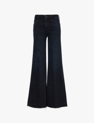 MOTHER: The Roller raw-hem wide-leg mid-rise stretch-denim jeans