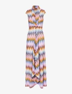 MISSONI: Chevron-pattern metallic knitted maxi dress