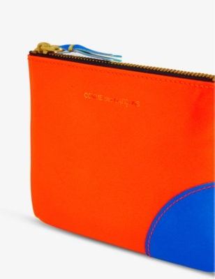 Shop Comme Des Garçons Comme Des Garcons Green Orange Colour-blocked Leather Wallet