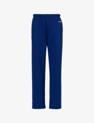 Shop Lounge Underwear Women's Vy Varsity Elasticated-waist Cotton-jersey Jogging Bottoms In Navy