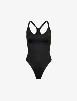 Lounge Underwear Womens Black Varsity Racerback Stretch-woven Body In Black