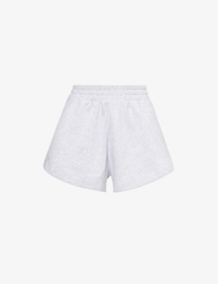 Shop Lounge Underwear Varsity Brand-embroidered Cotton-jersey Shorts In Frost Melange