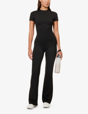 Shop Lounge Underwear Women's Black Varsity Short-sleeve Stretch-woven T-shirt