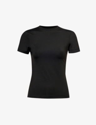 Shop Lounge Underwear Womens Black Varsity Short-sleeve Stretch-woven T-shirt