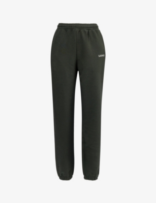 Lounge Underwear Womens Pine Green Essential Brand-print Cotton-blend Jogging Bottoms In Pine Green