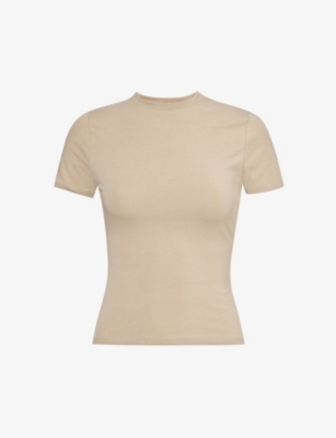 Shop Lounge Underwear Women's Oat Essential Slim-fit Stretch-cotton T-shirt