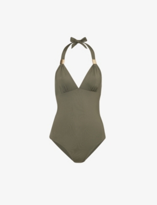 Shop Heidi Klein Women's Oli-oli Lake Maggiore Halterneck Recycled Polyamide-blend Swimsuit