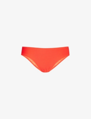 Shop Heidi Klein Vicenza Textured Low-rise Recycled Polyamide-blend Bikini Bottoms In Red-red