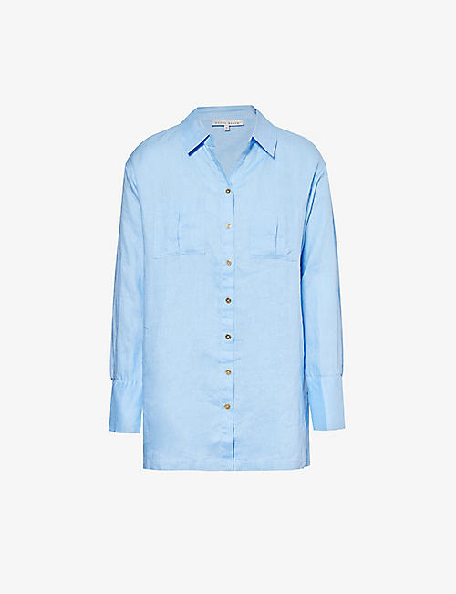 HEIDI KLEIN: Hydra patch-pocket relaxed-fit linen shirt