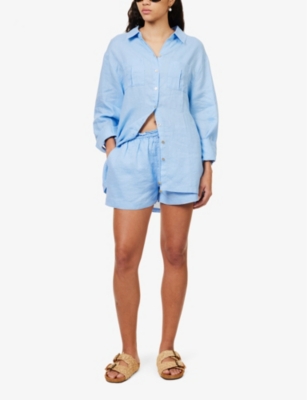 Shop Heidi Klein Women's Blu-blu Hydra Drawstring-waist Linen Shorts
