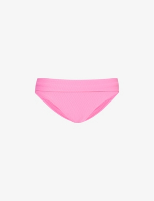 Shop Heidi Klein Women's Mag-pnk Foldover Textured Recycled Polyamide-blend Bikini Bottoms