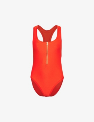 Shop Heidi Klein Women's Red-red Core Scoop-neck Stretch Recycled-polyamide Swimsuit