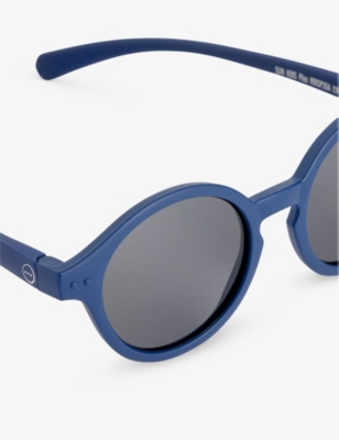 Shop Izipizi #d Kids' Round-frame Semi-transparent Acetate Sunglasses Denim Blu In Denim Blue