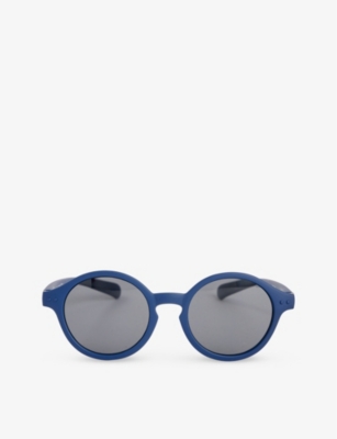 Shop Izipizi #d Kids' Round-frame Semi-transparent Acetate Sunglasses Denim Blu In Denim Blue