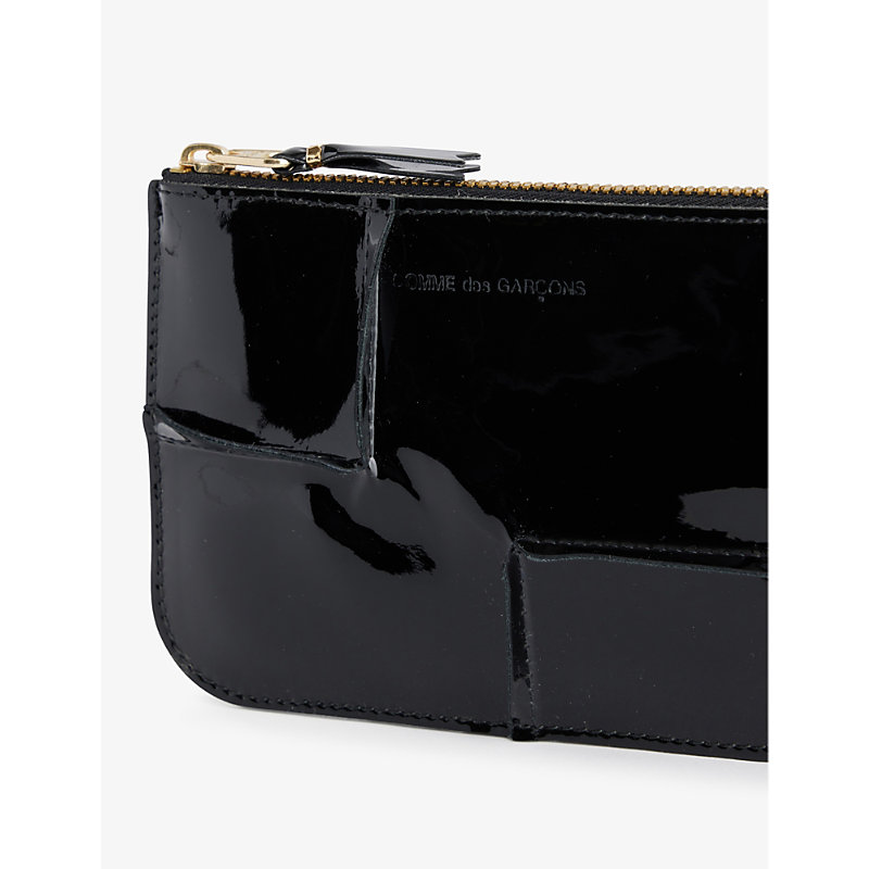 Shop Comme Des Garçons Comme Des Garcons Women's Black Exposed-seam Leather Wallet