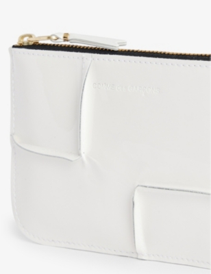 Shop Comme Des Garçons Comme Des Garcons Women's White Seam-effect Patent-leather Zip-top Wallet