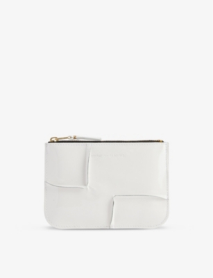 Shop Comme Des Garçons Comme Des Garcons Women's White Seam-effect Patent-leather Zip-top Wallet