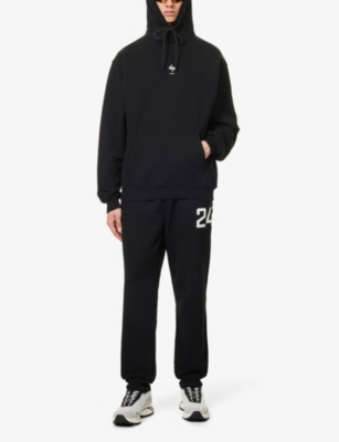 Shop 247 By Represent Men's Jet Black Brand-print Kangaroo-pocket Cotton-jersey Hoody