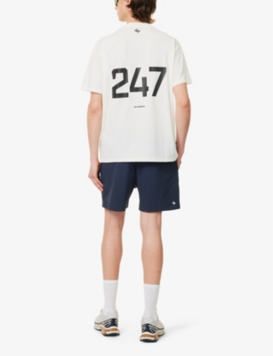Shop 247 By Represent Men's Flat White Brand-print Oversized-fit Stretch-woven T-shirt