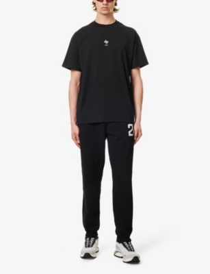 Shop 247 By Represent Mens Jet Black Brand-print Oversized-fit Stretch-woven T-shirt