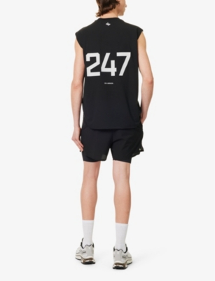 Shop 247 By Represent Oversized Crewneck Stretch-woven Top In Jet Black