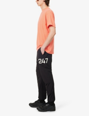 Shop 247 By Represent Men's Jet Black Brand-print Tapered-leg Stretch-woven Jogging Bottoms