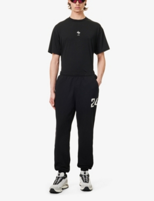 Shop 247 By Represent Men's Black Brand-print Relaxed-fit Cotton-jersey Jogging Bottoms