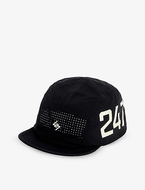 247 BY REPRESENT: Brand-print flat-peak shell cap