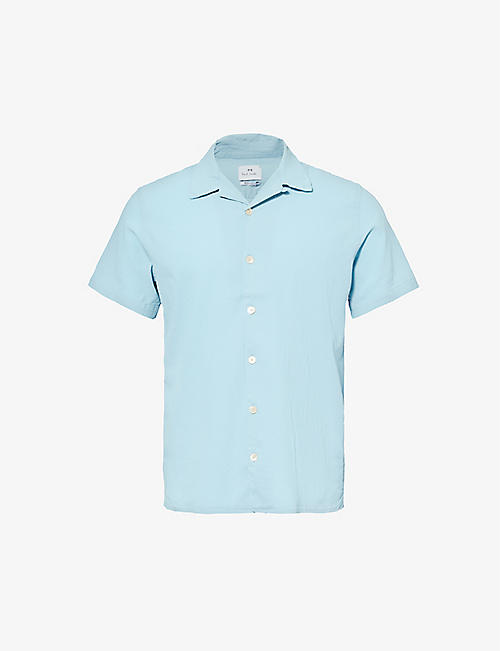 PS BY PAUL SMITH: Revere-collar short-sleeved stretch-cotton shirt