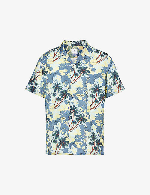 PS BY PAUL SMITH: Floral-print camp-collar cotton-blend shirt