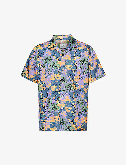 PS BY PAUL SMITH: Floral-print camp-collar cotton-blend shirt