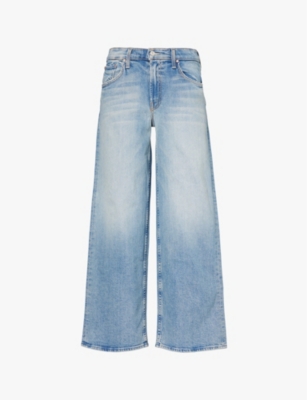 MOTHER: Down Low faded-wash wide-leg mid-rise stretch-denim jeans