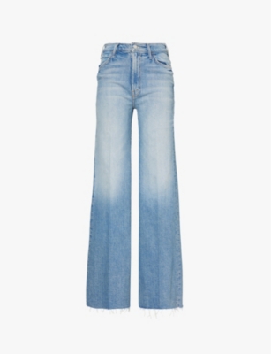 MOTHER: The Hustler raw-hem wide-leg mid-rise stretch-denim jeans
