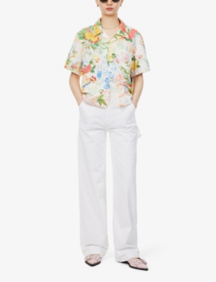 Shop Mother Women's Pnl - Painted Ladies The Cropped Hooky Cotton-blend Shirt