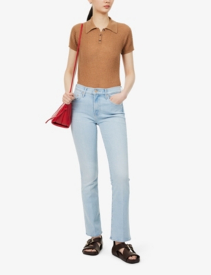 Shop Mother Women's Lost Art The Insider Sneak Straight-leg Mid-rise Jeans