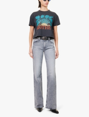 Shop Mother Women's Drawing A Blank The Bookie Faded-wash Straight-leg Stretch-denim Jeans