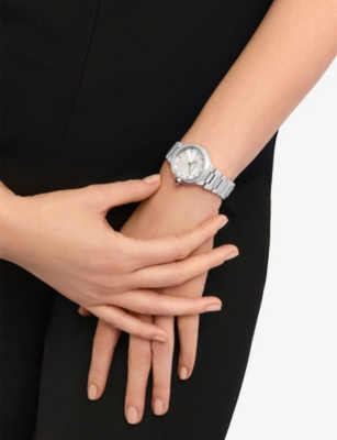 Bvlgari Silver Re00006 Lvcea Stainless-steel And 0.22ct Diamond Automatic Watch In Silver