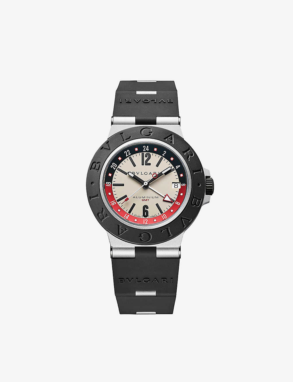 Shop Bvlgari Mens Black Re00041 Aluminium Gmt And Rubber Automatic Watch