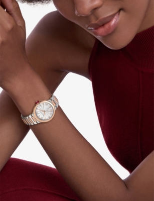 BVLGARI: RE00009 Lvcea 18ct rose-gold, stainless-steel and 0.22ct diamond automatic watch