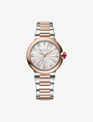 BVLGARI: RE00009 Lvcea 18ct rose-gold, stainless-steel and 0.22ct diamond automatic watch