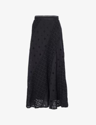 RIXO: Hudson floral cotton midi skirt