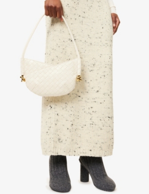 Bottega Veneta Womens Sea Salt-m Brass Knot Leather Shoulder Bag In Sea Salt-m Brass