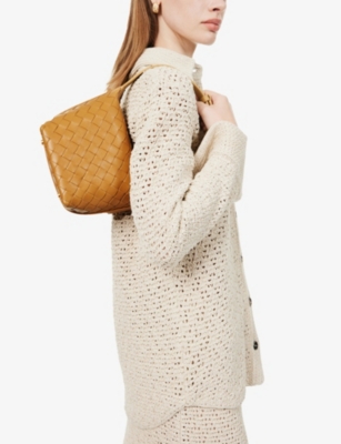 Shop Bottega Veneta Women's Dark Praline-gold Candy Wallace Leather Shoulder Bag