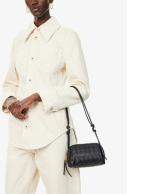 Bottega Veneta Womens Black Loop Extra-small Leather Cross-body Bag In Black