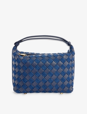 Wallace mini denim and leather shoulder bag