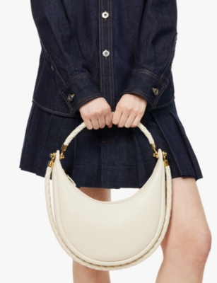 Bottega Veneta Small Hula Hoop Leather Shoulder Bag In Sea Salt-m Brass