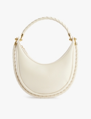 Bottega Veneta Small Hula Hoop Leather Shoulder Bag In Sea Salt-m Brass