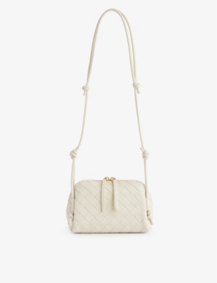 Bottega Veneta Womens Sea Salt-m Brass Loop Leather Crossbody Bag In Sea Salt-m Brass