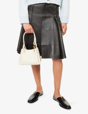 Bottega Veneta Womens Sea Salt-m Brass Mini Parachute Leather Shoulder Bag
